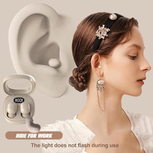 AE100A Wireless Bluetooth Earbuds for Small Ears, Invisible Mini Ear Buds with Ergonomic Design, 4 Hours Playtime, Waterproof, Beige