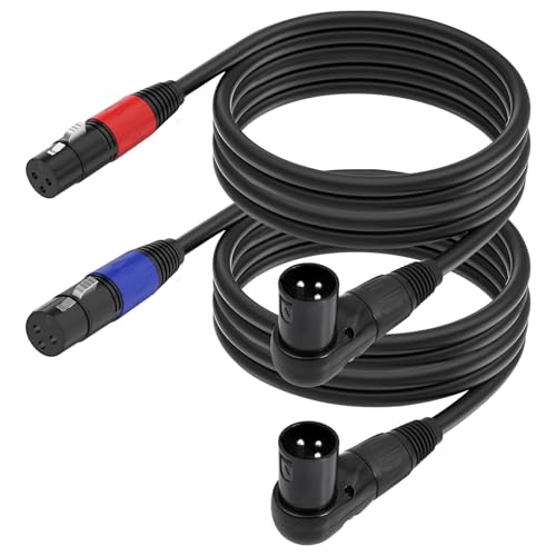 Right Angle XLR Cable 6FT, 2Pack, Black, Straight Female to 90 Degree Male Microphone Cable Cord, 3Pin XLR Adapter for Sound Devices Mixer Recorder - size: 6FT, style: R/A Male to ST FM