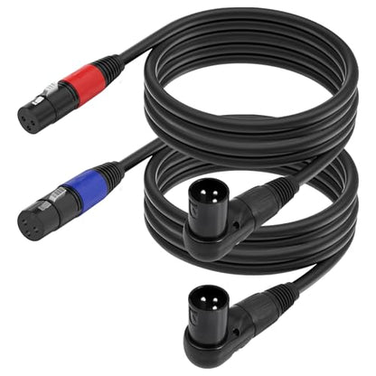 Right Angle XLR Cable 6FT, 2Pack, Black, Straight Female to 90 Degree Male Microphone Cable Cord, 3Pin XLR Adapter for Sound Devices Mixer Recorder - size: 6FT, style: R/A Male to ST FM