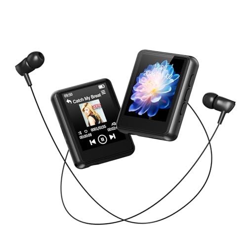 64GB MP3 Player with Bluetooth, Full Touch Screen Portable Music MP3 Player Built-in HD Speaker, FM Radio, Voice Recorder, Mini Design Sports Music Player Support Expansion (128GB)