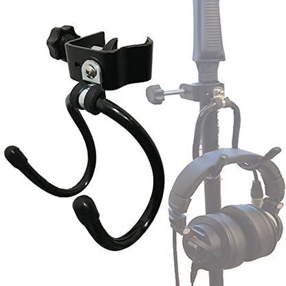 Pmsanzay Universal Hanger Stand, Black Metal with Rubber Pads, Fits 0.4" to 1.5" Tubing, Suitable for Headphones, Tambourines, Cords, etc.