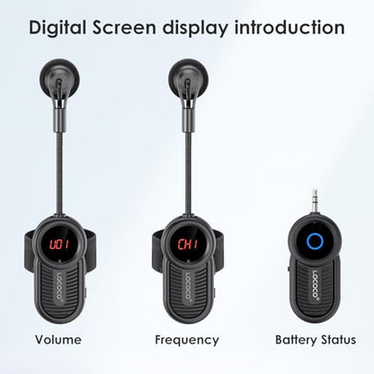 Lococo UHF Wireless Flute Microphone System: Wind Music Instruments Microphone Receiver and Transmitter, 160ft Range with Digital Screen, for Flute, Piccolo, Clarinet - color: Black2