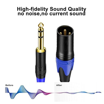 (10FT 1/4" TRS to Dual XLR Male Y Splitter Cable, 6.35mm Quarter inch Stereo to 2 XLR Male Breakout Microphone Cable Cord - size: 1/4 Inch TRS to Dual XLR Male - 10 FT
