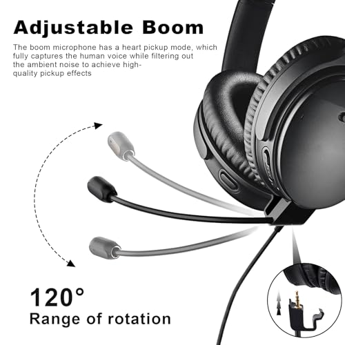 QC35 Mic Replacement Compatible with Bose QC35 & QC35 II Headphones, Detachable Boom mic 2.5mm to 3.5mm with Mute Switch for Xbox One, PS4, PS5, PC (4 FT)