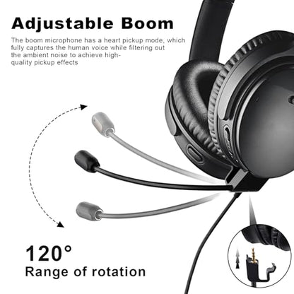 QC35 Mic Replacement Compatible with Bose QC35 & QC35 II Headphones, Detachable Boom mic 2.5mm to 3.5mm with Mute Switch for Xbox One, PS4, PS5, PC (4 FT)