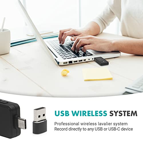 Movo WMX-1-UL USB-C Wireless Lavalier Microphone- USB Wireless Lapel Microphone for Computer, Smartphones, and Tablets- Wireless USB & USB-C Receiver, Transmitter, and Omnidirectional Lav Microphone - style: 1 Transmitter