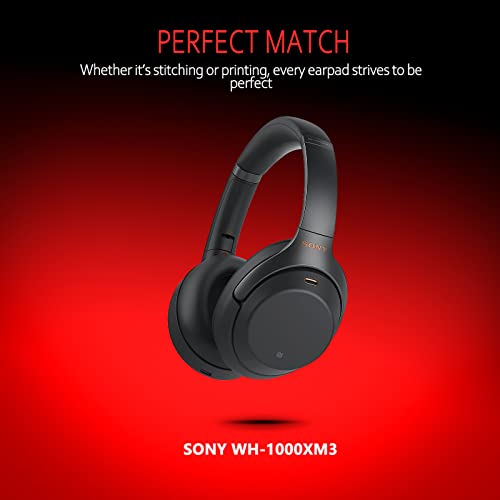 Krone Kalpasmos Sony WH-1000XM3 Ear Pads, WH1000XM3 EarPads with Softer Protein Leather, Earpads Cushions Replacement for Sony XM3 (1000xm3) Headphones, Black - color: Black