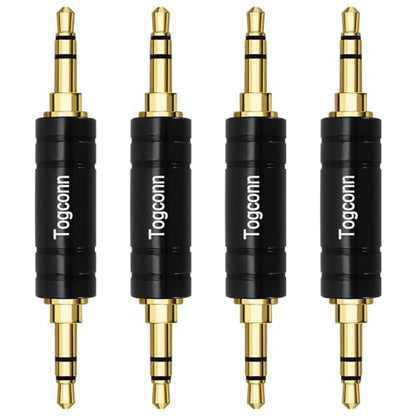 3.5mm 1/8 Inch AUX Audio Adapter 4 Pack，3.5mm TRS Stereo Male to Male Audio Headphone Jack Extender Connector，Gold-Plated, Compatible with Headphone, MP3 Player, Speakers，Tablet, Car Stereo，Microphone - style: 4 Pack
