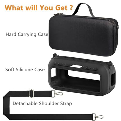 Protective Case for Bose SoundLink Max Portable Bluetooth Speaker | Accessories Hard Carrying Case and Silicone Cover Combo with Carrying Strap (Black) - color: Black