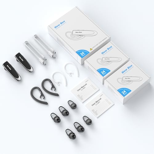 [2 Pack] Bluetooth Earpiece Wireless Handsfree Headset V5.0 24 Hrs Driving - color: Black