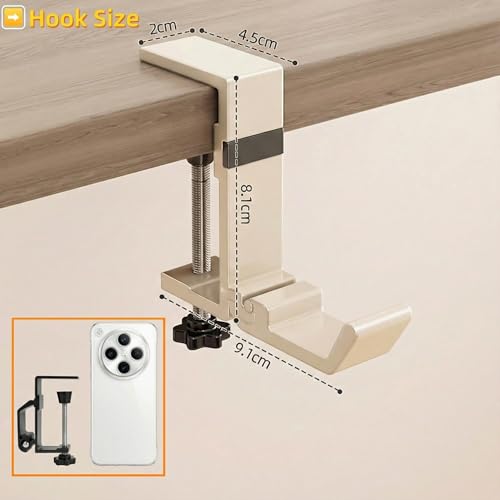 Foldable Clamp Hook for Desk, Bag & Headphone 2-Pack - color: Milk White