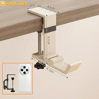 Foldable Clamp Hook for Desk, Bag & Headphone 2-Pack - color: Milk White