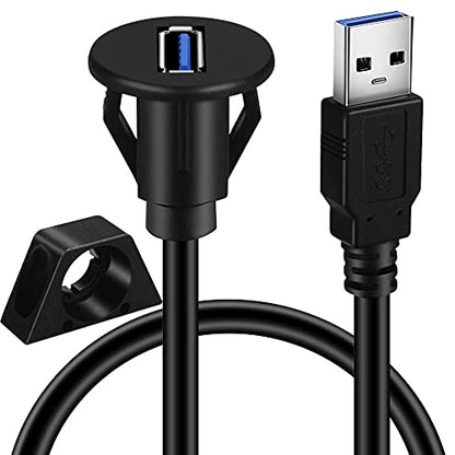 Small USB 3.0 Male to Female Car AUX Flush Panel Mount Cable 6ft | with Buckle Car Mount Flush Extension Cable for Car Truck Boat Motorcycle Dashboard - size: 1 pack USB 3.0 6ft