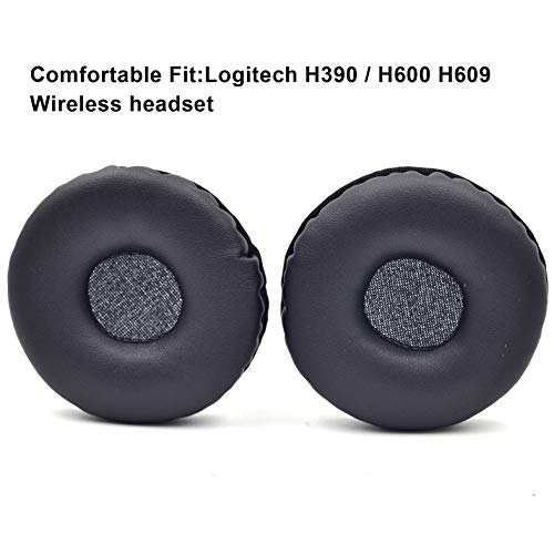 Defean Earpads for Logitech H390/H391/H600/H609/H760 Headphones | Black Ear Pads Cushions with Soft Protein Leather, Noise Isolation Foam