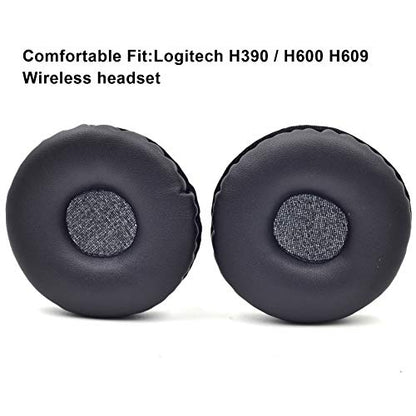 Defean Earpads for Logitech H390/H391/H600/H609/H760 Headphones | Black Ear Pads Cushions with Soft Protein Leather, Noise Isolation Foam