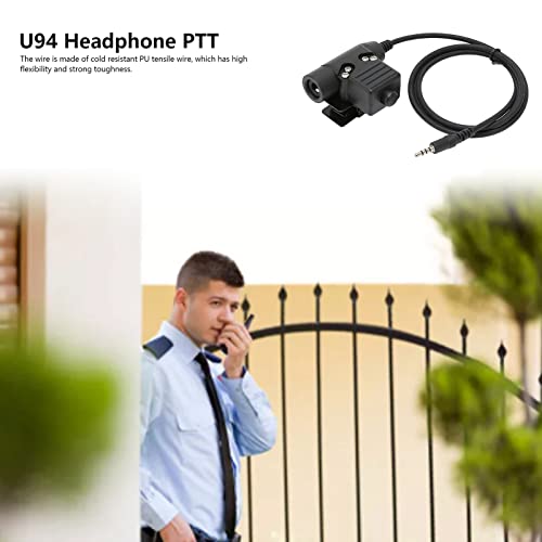 ASHATA U94 PTT Adapter Headset Cable Plug PTT Walkie Talkie Connector with 3.5mm Mobile Phone Audio Jack for Mobile Phone, U94 PTT Headset System Adapter