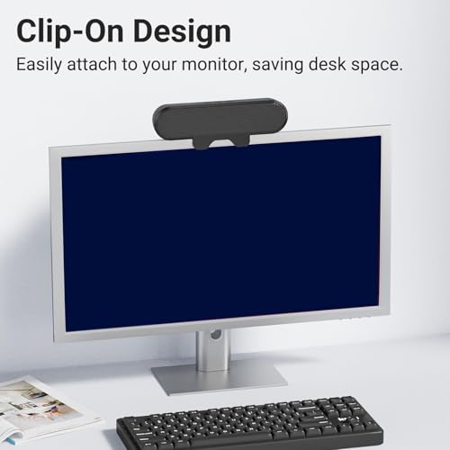 HERCHR Computer Speaker, 10W Mini Sound Bar High Definition Stereo Loud Sound Volume Control USB Wired Easily Clamps Display Desktop PC Speaker for Audio
