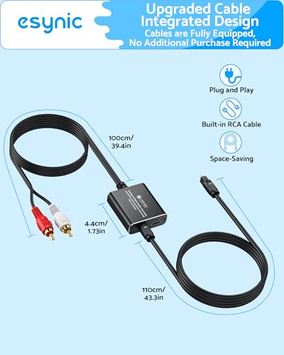 eSynic Professional 7ft Long RCA to Optical Audio Converter - style: RCA to Optical
