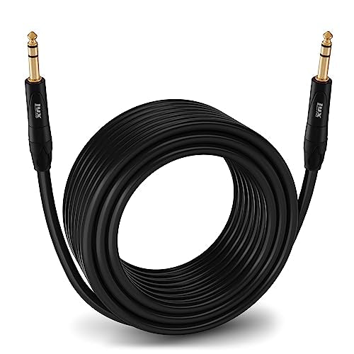 LyxPro ¼" TRS to ¼ TRS Balanced Audio Cable, Superior Signal Transfer, Crystal Clear High Frequency, Noiseless, Durable & Flexible Patch Cable, Professional Grade Heavy Duty, 75 feet Male to Male - size: 75 Feet