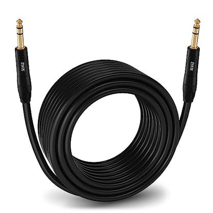 LyxPro ¼" TRS to ¼ TRS Balanced Audio Cable, Superior Signal Transfer, Crystal Clear High Frequency, Noiseless, Durable & Flexible Patch Cable, Professional Grade Heavy Duty, 75 feet Male to Male - size: 75 Feet