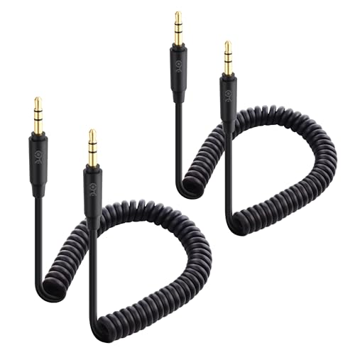 Cable Matters 2-Pack Coiled 3.5mm Male to Male Audio Cable, 2 to 4ft | Stereo Audio Cable, Gold-Plated Connectors, Portable Coiled Design