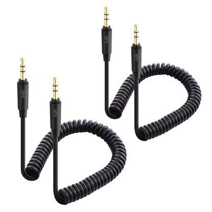 Cable Matters 2-Pack Coiled 3.5mm Male to Male Audio Cable, 2 to 4ft | Stereo Audio Cable, Gold-Plated Connectors, Portable Coiled Design