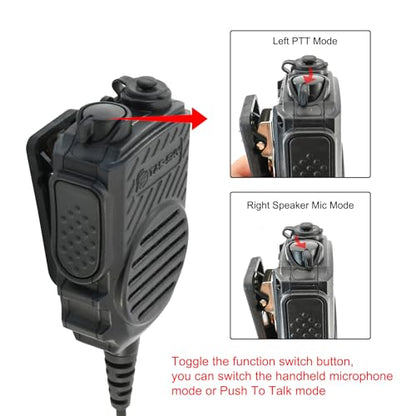 Tubeless 3.5mm Earpiece+PTT Hand Speaker Mic Kit w/ 2Pin K Plug,7.0mm Tactical Headset Jack for Clear Communication (Speaker Mic + Earpiece, Black) - color: Black, style: Speaker Mic + Earpiece