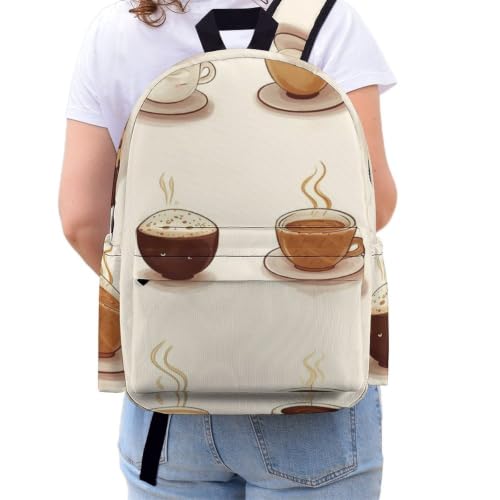 Travel Backpack for Women Men Carry On Backpack Coffee Collection Laptop Bag Lightweight Casual Daypack - color: Coffee Collection