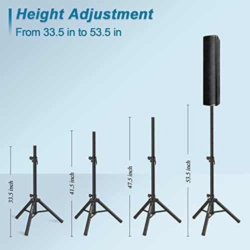 Vondynote Tripod Speaker Stands Pair 33.5"-53.5" PA DJ Mini Speaker Stands | 35mm Pole Mount, Short Mini Speaker Mount Stand Pair, Adjustable Height