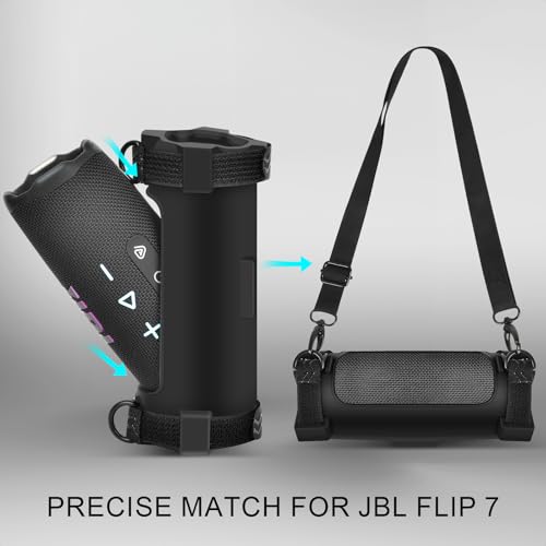ANKHOH Case for Jbl Flip 7 Portable Waterproof Drop-Proof Bluetooth Speaker - color: Black