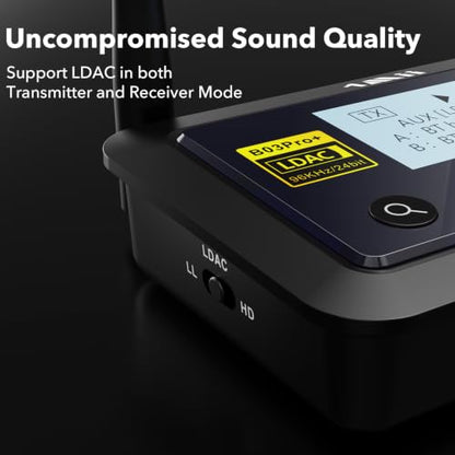 1Mii B03Pro+ Bluetooth 5.3 Transmitter Receiver w/LDAC for TV Home Stereo