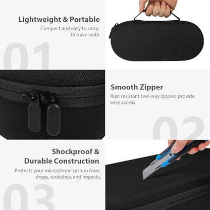 Wireless Microphone Case Compatible with JBL Wireless 2 Microphone System, Handheld Dual Mic Carrying Case, Travel Bag for Receiver, Batteries and Adapter, Karaoke - Black (Box Only) - color: Black