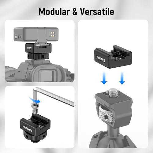 NEEWER Cold Shoe Mount Adapter Compatible with DJI Mic 2 Rode Wireless GO II Hollyland Saramonic NEEWER Wireless Mini Microphone, Anti Interference Offset Contact Design for Speedlite Flash, UA079 - style: UA079