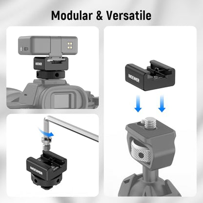 NEEWER Cold Shoe Mount Adapter Compatible with DJI Mic 2 Rode Wireless GO II Hollyland Saramonic NEEWER Wireless Mini Microphone, Anti Interference Offset Contact Design for Speedlite Flash, UA079 - style: UA079