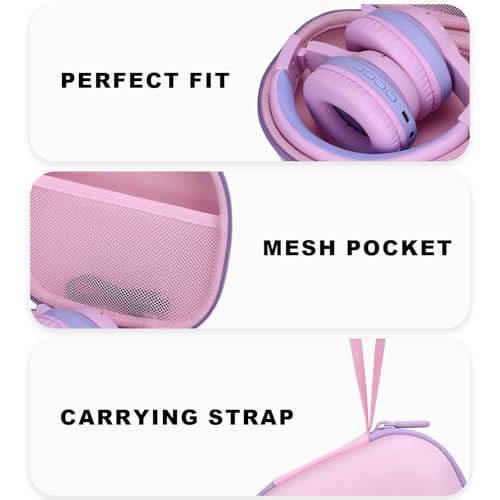 Kids Headphone Case for iClever/Acer/JBL, Pink Purple(Case Only) | for iClever BTH12 HS19 BTH22 BTH20 BTH18 BTH26/JBL Junior 320/Candy Bila/JoySpark/MIDOLA/EarFun/ADOOPE/JLab Kids Headphone - color: Pink-Purple