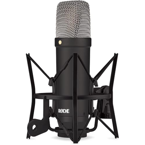 Rode NT1 Signature Series Large-Diaphragm Condenser Microphone (Black) Bundle with MS-5230F Tripod Microphone Stand with Fixed Boom and Polsen Studio Monitor Headphones