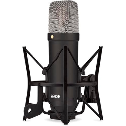 Rode NT1 Signature Series Large-Diaphragm Condenser Microphone (Black) Bundle with MS-5230F Tripod Microphone Stand with Fixed Boom and Polsen Studio Monitor Headphones