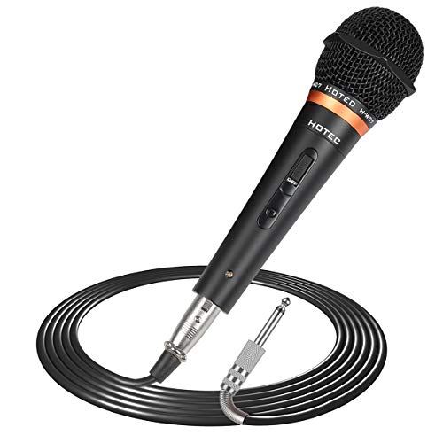 HOTEC Premium Vocal Dynamic Handheld Microphone with 19ft Detachable XLR Cable and ON/Off Switch (Metal Black) (H-W07) - size: H-W07