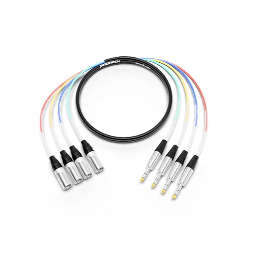 PRORECK 3m(10피트) 스네이크 케이블, 4채널 차폐 오디오 케이블 0.6cm(1/4인치) TRS to XLR 수, 전문 무대, 스튜디오 및 라이브용 컬러 마크 커넥터 포함(PR-TRS/XLR-4 x 10M) - style: 4채널 3m(10피트)