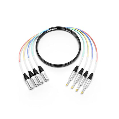 PRORECK 3m(10피트) 스네이크 케이블, 4채널 차폐 오디오 케이블 0.6cm(1/4인치) TRS to XLR 수, 전문 무대, 스튜디오 및 라이브용 컬러 마크 커넥터 포함(PR-TRS/XLR-4 x 10M) - style: 4채널 3m(10피트)
