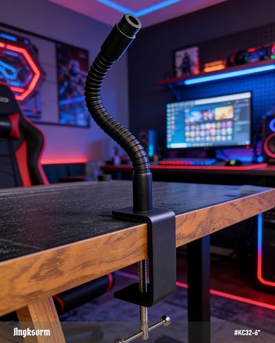 KC32 6-Inch Gooseneck Mic Stand, Heavy-Duty Desk Clamp for Podium | Flexible Arm Microphone Holder, Lectern Mount, 5/8-27 Thread, 3/8-16 Adapter, Mic Clip, Podcast, Pulpit, Studio, 4 lb Load - size: 6-INCH