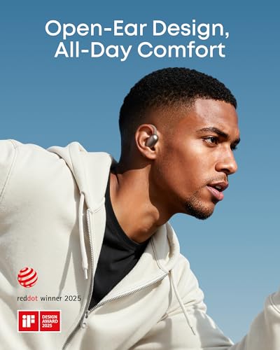 Soundcore AeroFit 2 by Anker Open Ear Earbuds, Open Ear Headphones, Earbuds | Real-Time Translation, 4 Adjustable Positions, 42H Playtime, Rich Bass, Hi-Res, IP55, AI Clear Calls, Wireless Charging - color: Brown, style: Standard