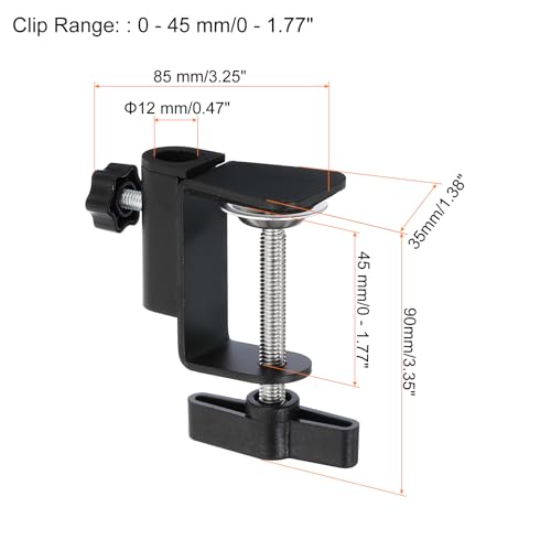 PATIKIL 0.47" Hole Dia. Desk Clamp, 4 Pcs Universal C-Clamp Base with Adjustable Screw for Microphone Mic Arm Table Lamp Mount Holder, Black - color: Black