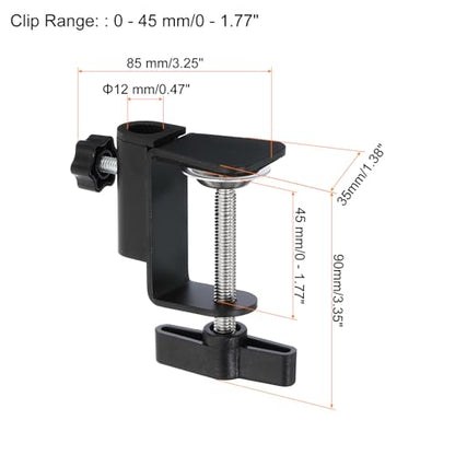 PATIKIL 0.47" Hole Dia. Desk Clamp, 4 Pcs Universal C-Clamp Base with Adjustable Screw for Microphone Mic Arm Table Lamp Mount Holder, Black - color: Black