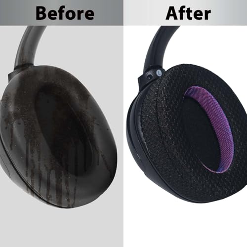 Adhiper Mesh Ear Pads for Sony WH-CH720N WH-CH710N, Black & Purple Edition | Upgraded Mesh Fabric Headphone Earpads for Sony WH-XB900N WH-CH700N, Comfort Foam Material Added Thickness - color: Black+Purple-Upgraded Fabric