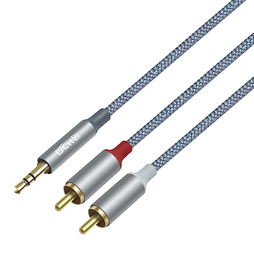 DCHAV 3.5mm to RCA Audio Cable 4ft 2 Male RCA Aux Cord Adapter Headphone Jack Y Splitter for Speaker Stereo Car Subwoofer TV MP3 Laptop Amplifier with Nylon Braided Wire Gold Plated Plug Red White - style: 3.5mm to 2 RCA