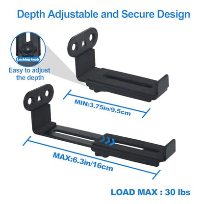 Soundbar Wall Mount, Depth Adjustable 3.7”-6.3”, All Metal,2 Packs | Hold up to 30 lbs, Sound Bar Mounts Under TV for Sonos,Bose, Vizio, LG,Samsung, Sony, JBL and More,DX-118,Black