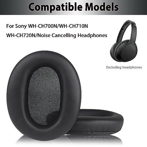 Adhiper Replacement Ear Pads for Sony WH-CH720N, WH-CH710N - Black | Softer Protein Leather & High-Density Memory Foam Earpads for Sony Headphones - color: Black