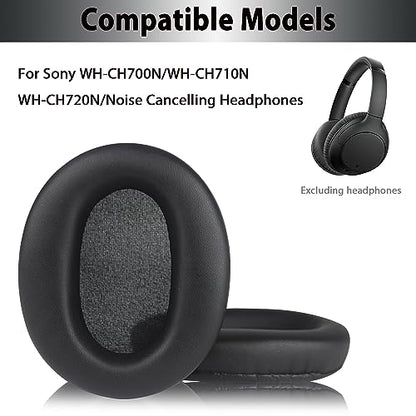 Adhiper Replacement Ear Pads for Sony WH-CH720N, WH-CH710N - Black | Softer Protein Leather & High-Density Memory Foam Earpads for Sony Headphones - color: Black