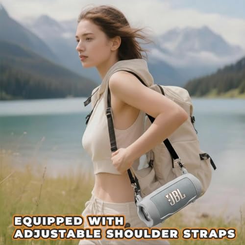 Silicone Cover Compatible with JBL Flip 7 Waterproof Portable Speaker with Shoulder Strap (White) - color: White